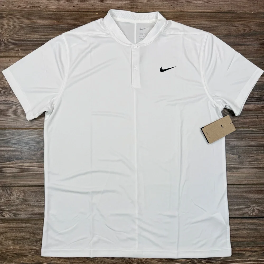 Nike Mens Large Golf Polo White Dri-FIT Blade Collar DH0838-100 New